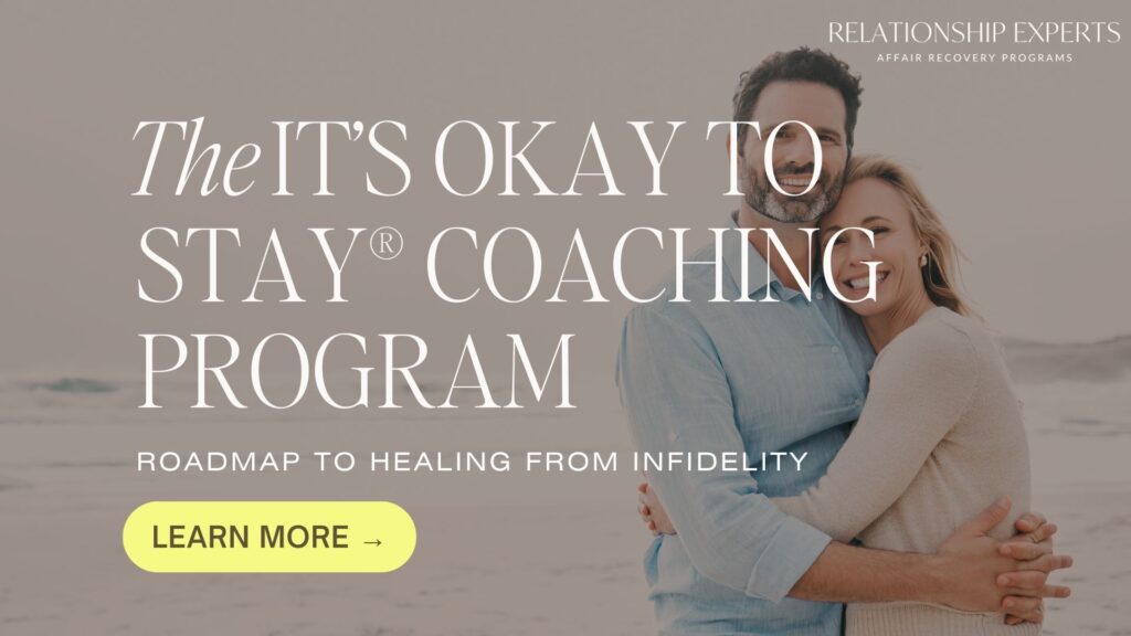 "It's Okay To Stay" coaching program: Your roadmap to healing from infidelity. Discover our specialized affair recovery program available in the USA, the United Kingdom, and Canada. Schedule a free consultation now to take the first step towards healing.