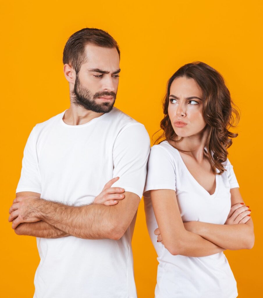 A couple in a tense confrontation, expressing mutual upset and anger. In cases of mutual infidelity, whether both partners cheat simultaneously or one triggers the other, our Relationship Experts offer effective healing tools for both individuals. Serving couples in California, New York, Ohio, North Carolina, Florida, as well as across the USA, Canada, Australia, and globally. Schedule a free consultation today! 
